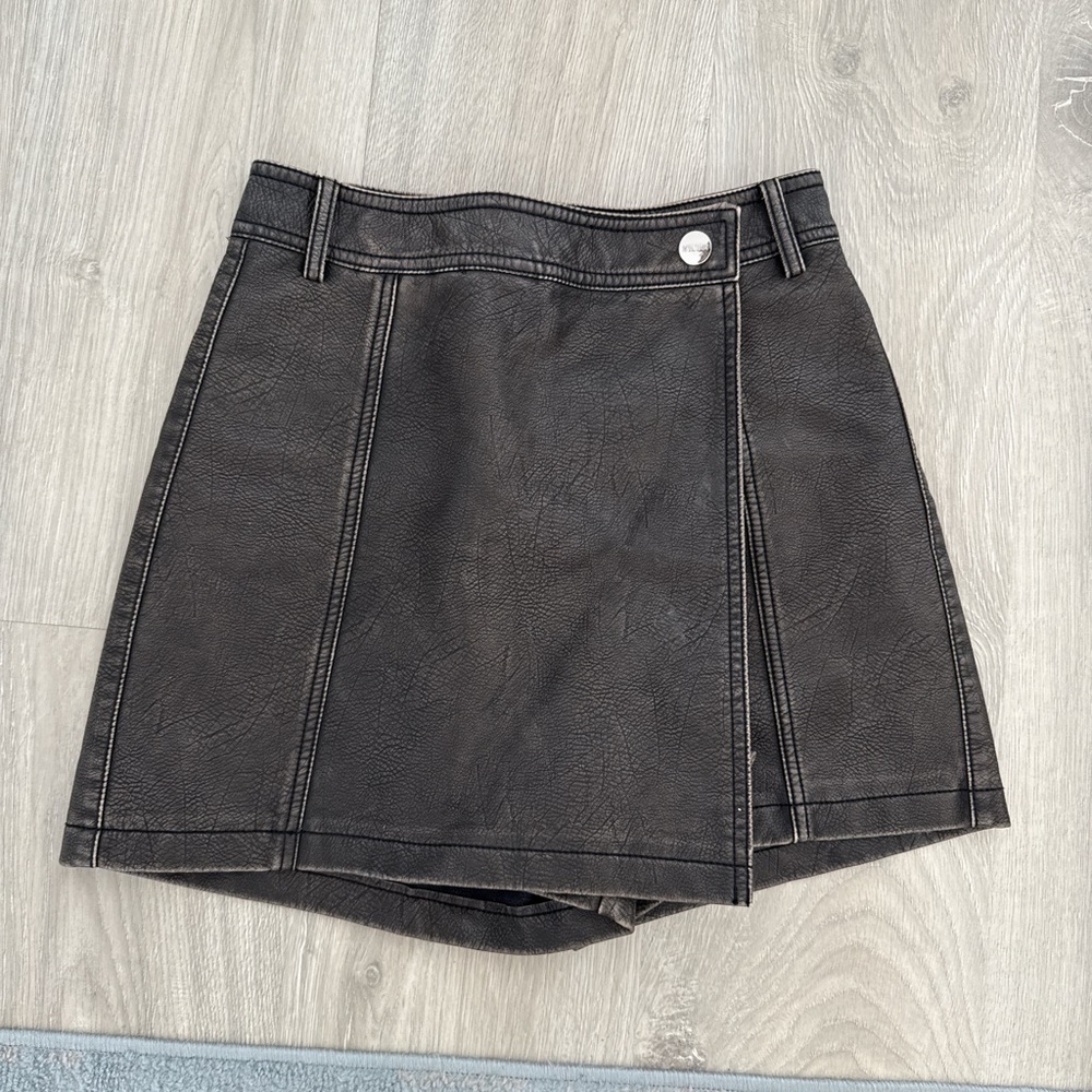 Zara Brown Faux Leather Skort